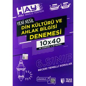6. Sınıf Din Kültürü ve Ahlak Bilgisi Hay 10x40 Denemesi-Teas Press Yayınları