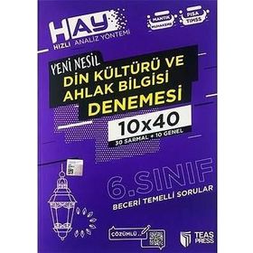 6. Sınıf Din Kültürü ve Ahlak Bilgisi Hay 10x40 Denemesi-Teas Press Yayınları