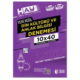 6. Sınıf Din Kültürü ve Ahlak Bilgisi Hay 10x40 Denemesi-Teas Press Yayınları