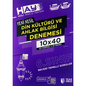 6. Sınıf Din Kültürü ve Ahlak Bilgisi Hay 10x40 Denemesi-Teas Press Yayınları