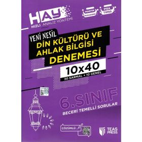 6. Sınıf Din Kültürü ve Ahlak Bilgisi Hay 10x40 Denemesi-Teas Press Yayınları
