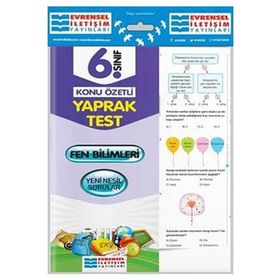 6.Sınıf Fen Bilimleri Konu Özetli Yaprak Test Evrensel İletişim Yayınları