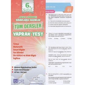 6. Sınıf Tüm Dersler Çek Kopart Yaprak Test-Bulut Eğitim Kültür Yayınları
