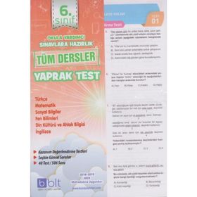 6. Sınıf Tüm Dersler Çek Kopart Yaprak Test-Bulut Eğitim Kültür Yayınları