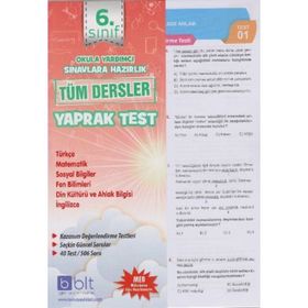 6. Sınıf Tüm Dersler Çek Kopart Yaprak Test-Bulut Eğitim Kültür Yayınları