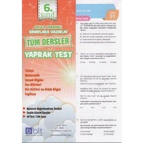 6. Sınıf Tüm Dersler Çek Kopart Yaprak Test-Bulut Eğitim Kültür Yayınları