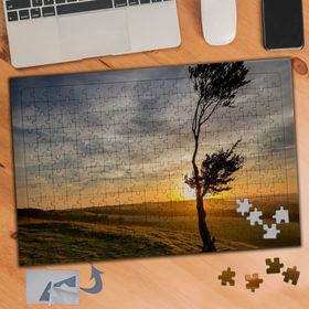 600 Çölde Kuru Ağaç Gün Batımı 240 Parça Puzzle Yapboz Tablo