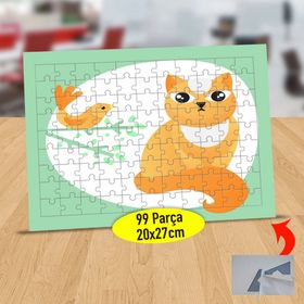 6010 Daldaki Serçe Ve Şirin Kedicik 99 Parça Puzzle Yapboz Tablo