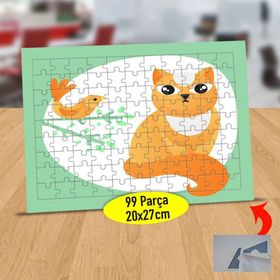 6010 Daldaki Serçe Ve Şirin Kedicik 99 Parça Puzzle Yapboz Tablo