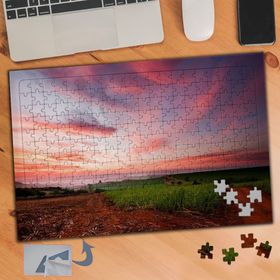 605 Pembe Mor Gökyüzü Manzarası 240 Parça Puzzle Yapboz Tablo