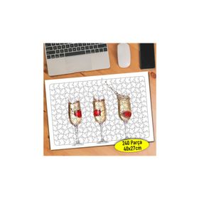605205 Şampanya Bardakları İçinde Çilek 240 Parça Puzzle Yapboz