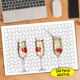 605205 Şampanya Bardakları İçinde Çilek 240 Parça Puzzle Yapboz