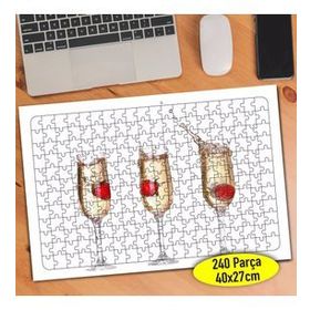 605205 Şampanya Bardakları İçinde Çilek 240 Parça Puzzle Yapboz
