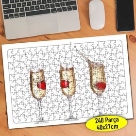 605205 Şampanya Bardakları İçinde Çilek 240 Parça Puzzle Yapboz