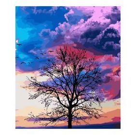 60x75 cm Mor Bulutlar Sayılarla Boyama Seti Rulo Duvar Sticker