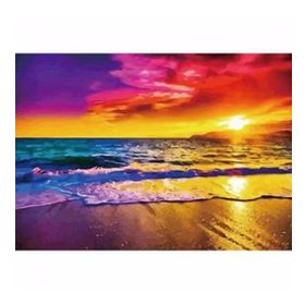 60x75 cm Sahilde Gün Batımı Sayılarla Boyama Seti Rulo Duvar Sticker