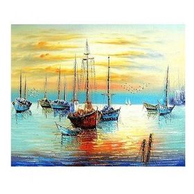 60x75 cm Sahilde Gün Batımı Sayılarla Boyama Seti Rulo Duvar Sticker