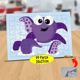 6110 Sevimli İri Gözlü Mor Ahtapot 99 Parça Puzzle Yapboz Tablo