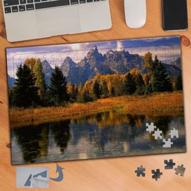 612 Sonbahar Ağaçları Dağlar Göl 240 Parça Puzzle Yapboz Tablo
