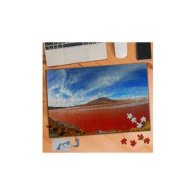 614 Kırmızı Göl Mavi Gökyüzü 240 Parça Puzzle Yapboz Tablo