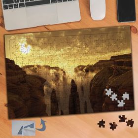 619 Gün Işığında Şelale Manzara 240 Parça Puzzle Yapboz Tablo