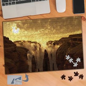 619 Gün Işığında Şelale Manzara 240 Parça Puzzle Yapboz Tablo
