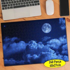 6209 Bulutlu Gecede Dolunay Manzarası 240 Parça Puzzle Yapboz