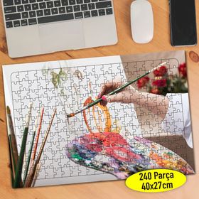 62652907 Tuval Resmi Yapan Ressam Eller 240 Parça Puzzle Yapboz