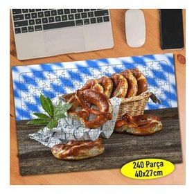 629 Hasır Piknik Sepetinde Simit Yiyecek 240 Parça Puzzle Yapboz
