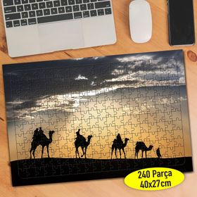 63345660 Deve ve İnsan Silüetleri Manzara 240 Parça Puzzle Yapboz