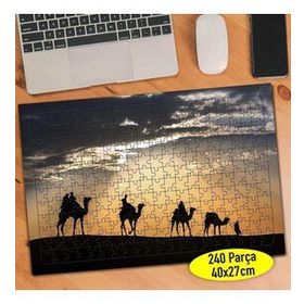 63345660 Deve ve İnsan Silüetleri Manzara 240 Parça Puzzle Yapboz