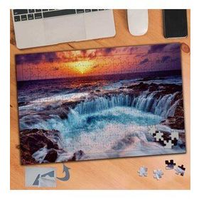 638 Gün Batımı Deniz Şelalesi 240 Parça Puzzle Yapboz Tablo