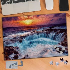 638 Gün Batımı Deniz Şelalesi 240 Parça Puzzle Yapboz Tablo