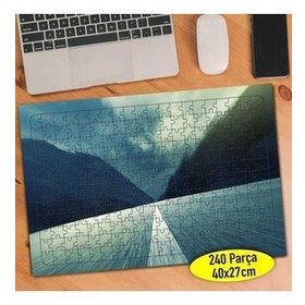 64 Gökyüzü ve Uzayan Şeritli Yol Manzara 240 Parça Puzzle Yapboz