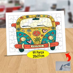64 Rengarenk Çiçek Desenli Karavan 99 Parça Puzzle Yapboz Tablo
