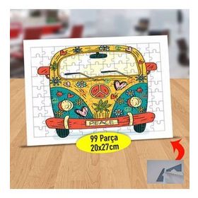 64 Rengarenk Çiçek Desenli Karavan 99 Parça Puzzle Yapboz Tablo