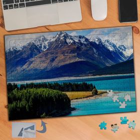 640 Dağ Manzaraları Mavi Deniz 240 Parça Puzzle Yapboz Tablo
