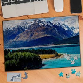 640 Dağ Manzaraları Mavi Deniz 240 Parça Puzzle Yapboz Tablo