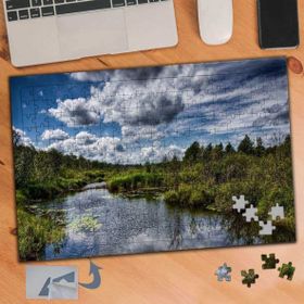 643 Yeşil Ağaçlar Arasında Gölet 240 Parça Puzzle Yapboz Tablo
