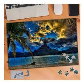646 Palmiyeli Kumsal Deniz 240 Parça Puzzle Yapboz Tablo