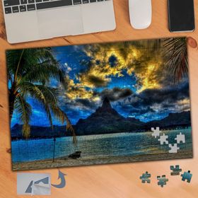 646 Palmiyeli Kumsal Deniz 240 Parça Puzzle Yapboz Tablo