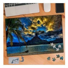646 Palmiyeli Kumsal Deniz 240 Parça Puzzle Yapboz Tablo