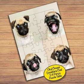 64792 Bulldog Sevimli Köpek Çocuklara Özel Puzzle Yapboz Tablo
