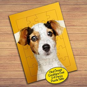 64825 Sevimli Hayvan Köpek Çocuklara Özel Puzzle Yapboz Tablo