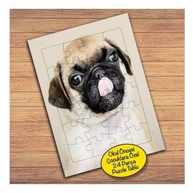 64830 Sevimli Hayvan Buldog Köpek Çocuklara Özel Puzzle Yapboz Tablo