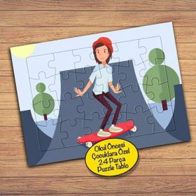 64PZ Kaykaycı Çocuk Eğlence Çocuklara Özel Puzzle Yapboz Tablo