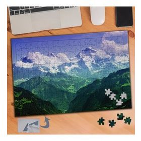 650 Yeşil Yüksek Dağlar Bulutlar 240 Parça Puzzle Yapboz Tablo