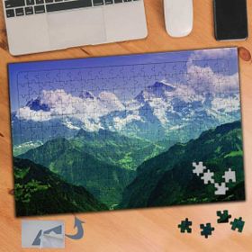 650 Yeşil Yüksek Dağlar Bulutlar 240 Parça Puzzle Yapboz Tablo