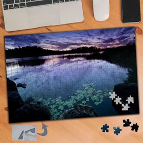 655 Mor Karanlık Hava Dağ Silüeti 240 Parça Puzzle Yapboz Tablo
