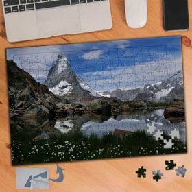 661 Beyaz Dağlar Gölet 240 Parça Puzzle Yapboz Tablo